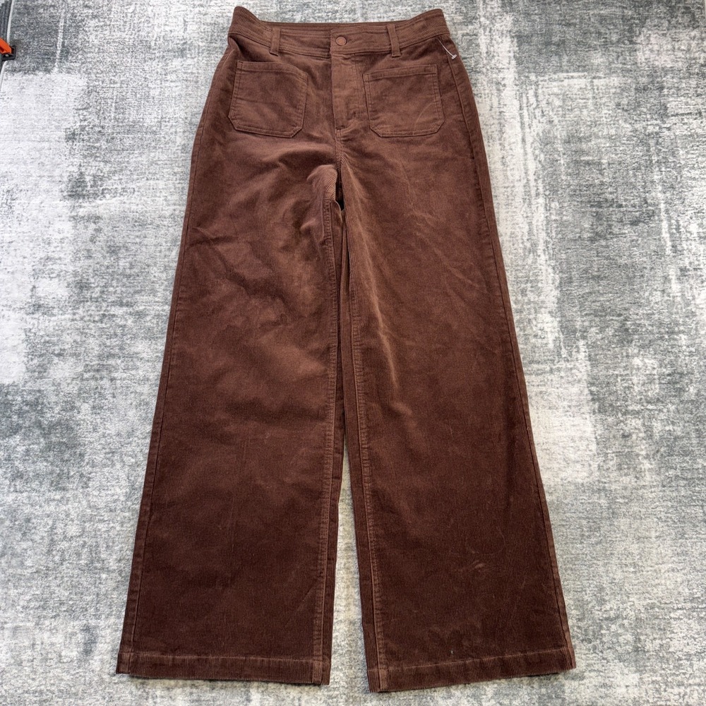 OAT New York Pants Womens 8 29 Brown Corduroy Wide Leg High Rise Trouser Stretch